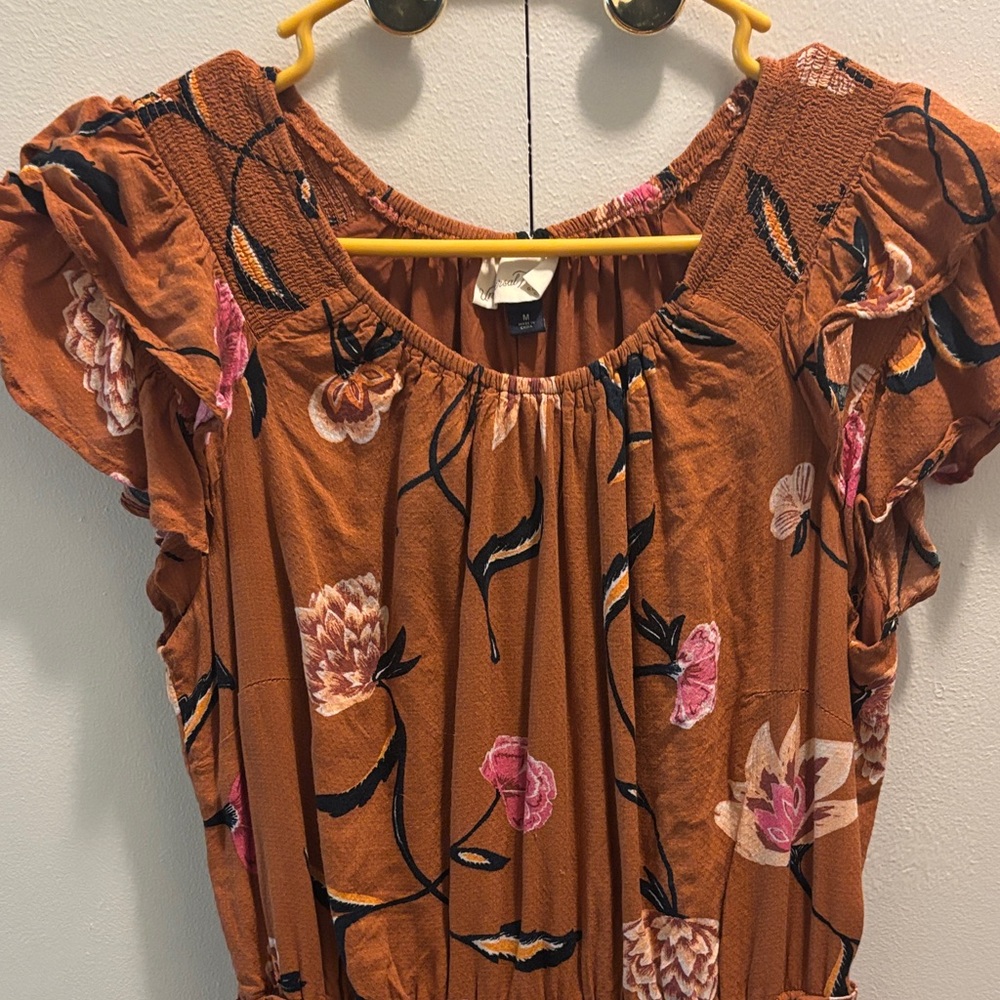 Universal Thread Floral Rust Hippie Maxi Dress